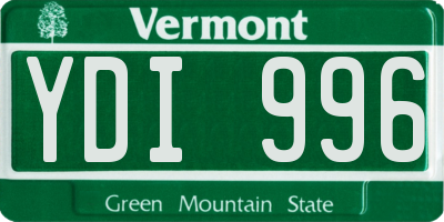 VT license plate YDI996