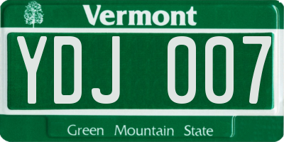 VT license plate YDJ007