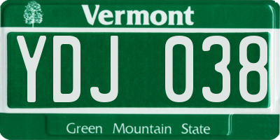 VT license plate YDJ038