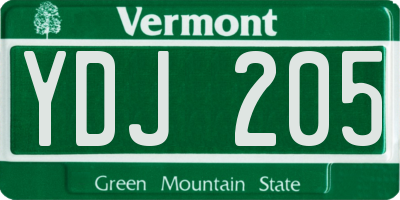 VT license plate YDJ205