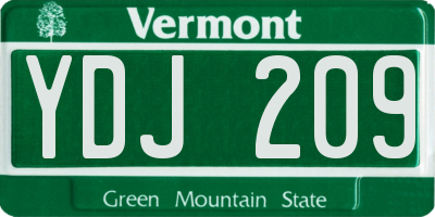 VT license plate YDJ209