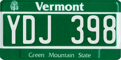 VT license plate YDJ398