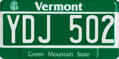 VT license plate YDJ502