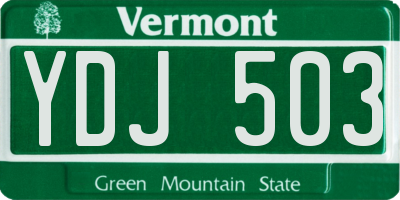 VT license plate YDJ503
