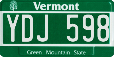 VT license plate YDJ598