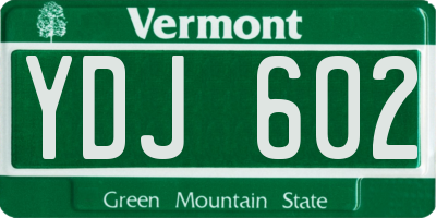 VT license plate YDJ602