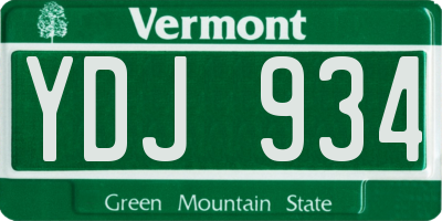 VT license plate YDJ934