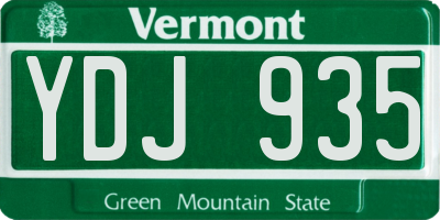 VT license plate YDJ935