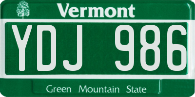VT license plate YDJ986