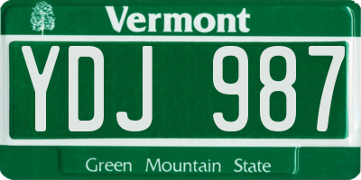 VT license plate YDJ987