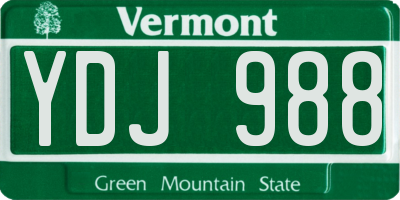 VT license plate YDJ988
