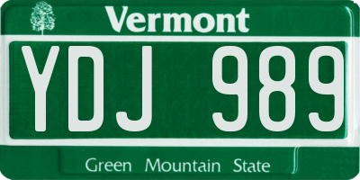 VT license plate YDJ989