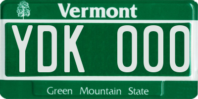 VT license plate YDK000