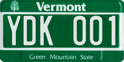 VT license plate YDK001