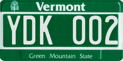 VT license plate YDK002