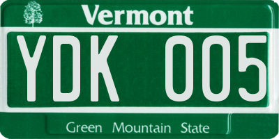 VT license plate YDK005