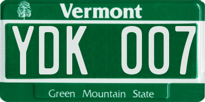 VT license plate YDK007