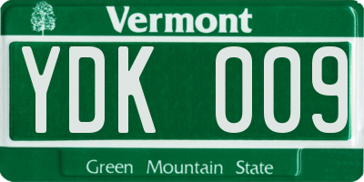 VT license plate YDK009