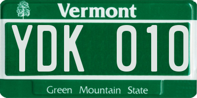 VT license plate YDK010