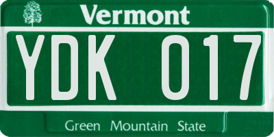 VT license plate YDK017