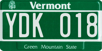 VT license plate YDK018