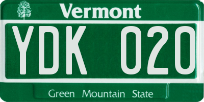 VT license plate YDK020