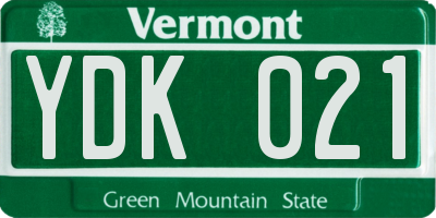 VT license plate YDK021