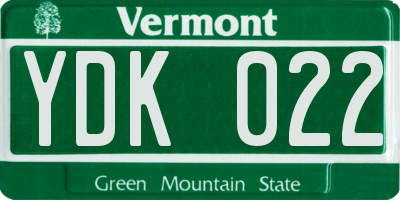 VT license plate YDK022