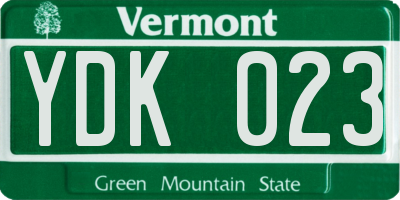 VT license plate YDK023
