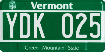 VT license plate YDK025