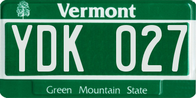 VT license plate YDK027