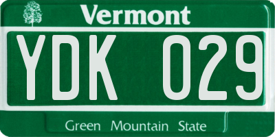VT license plate YDK029