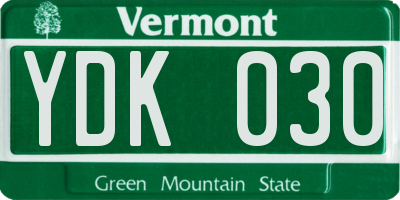 VT license plate YDK030