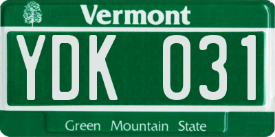 VT license plate YDK031