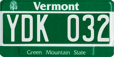 VT license plate YDK032