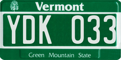 VT license plate YDK033
