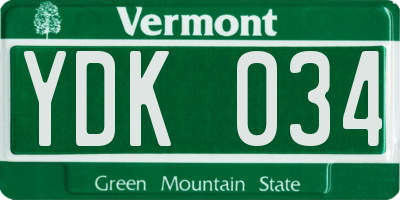 VT license plate YDK034
