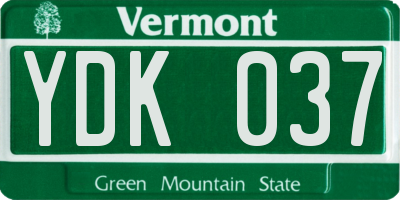 VT license plate YDK037