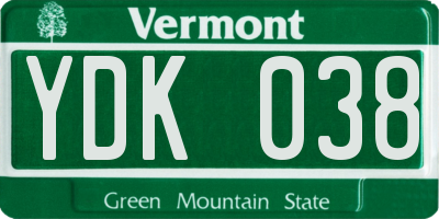 VT license plate YDK038