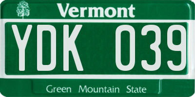 VT license plate YDK039