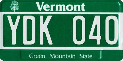 VT license plate YDK040