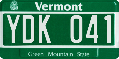 VT license plate YDK041