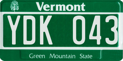 VT license plate YDK043