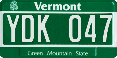 VT license plate YDK047