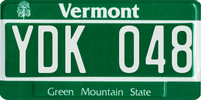 VT license plate YDK048