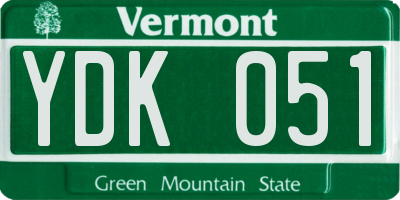VT license plate YDK051