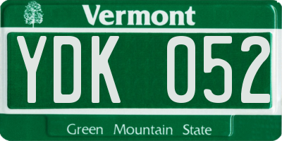 VT license plate YDK052