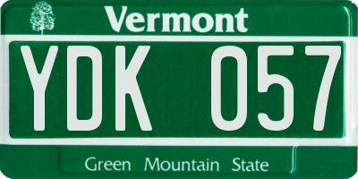 VT license plate YDK057