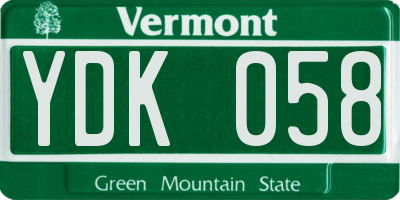 VT license plate YDK058