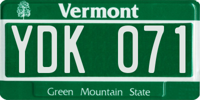 VT license plate YDK071